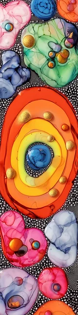 Free abstract bookmark featuring concentric orange shapes